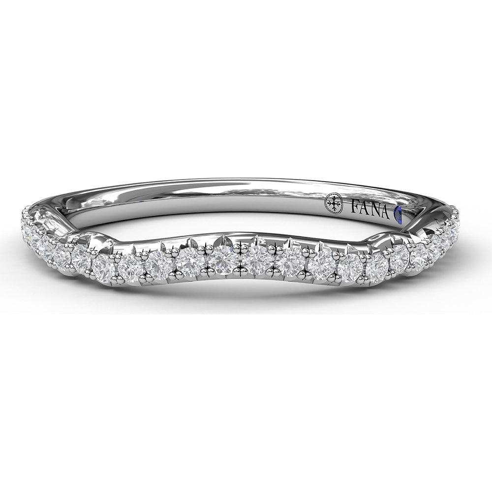 Contoured Diamond Wedding Band with Pavé Set Round Diamonds by Fana - 0.22 Carat Total Diamond Weight