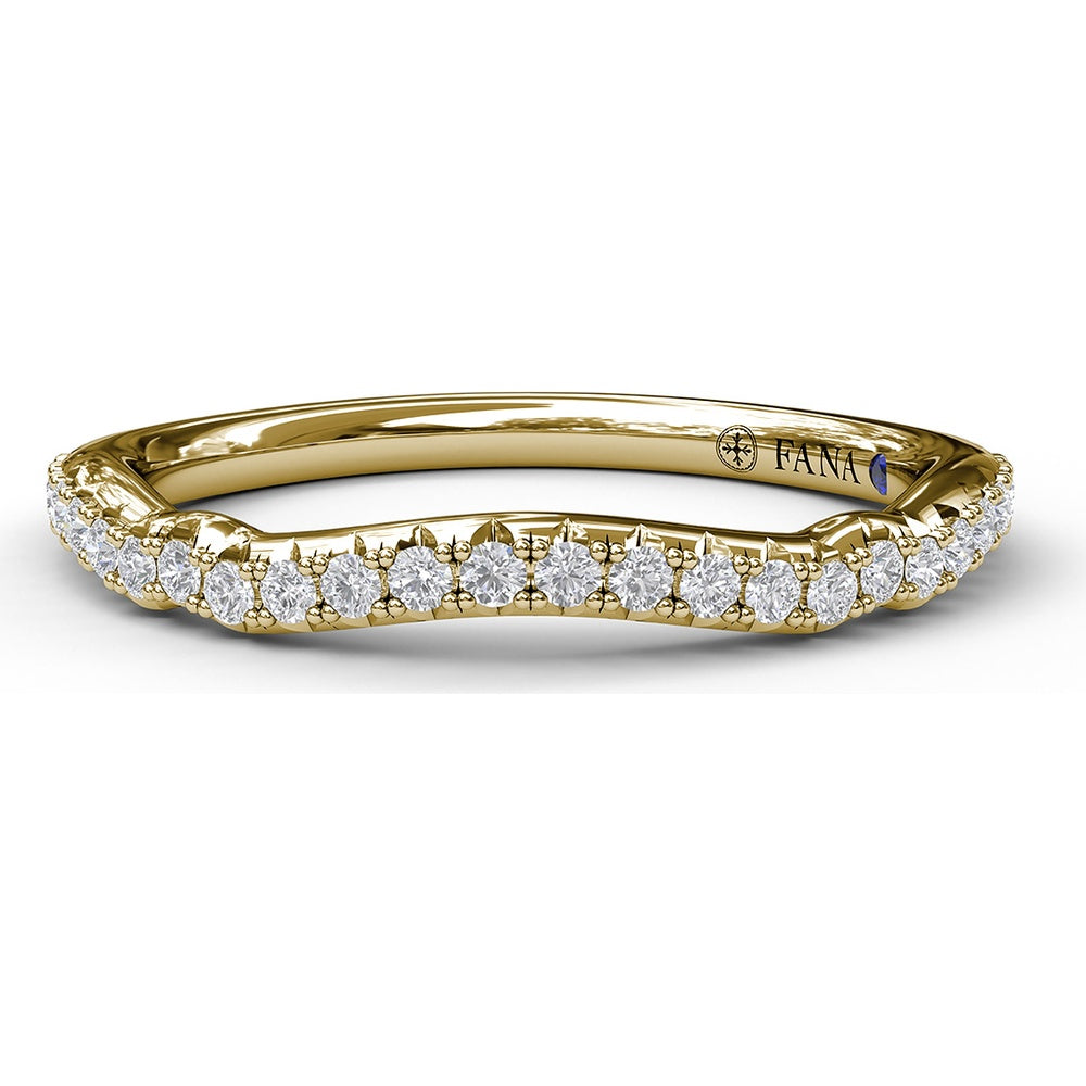 Contoured Diamond Wedding Band with Pavé Set Round Diamonds by Fana - 0.22 Carat Total Diamond Weight