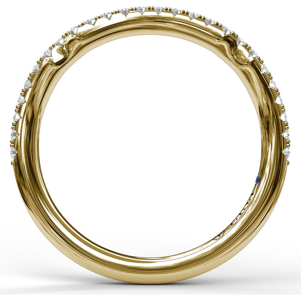 Contoured Diamond Wedding Band with Pavé Set Round Diamonds by Fana - 0.22 Carat Total Diamond Weight