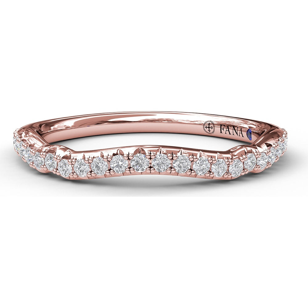 Contoured Diamond Wedding Band with Pavé Set Round Diamonds by Fana - 0.22 Carat Total Diamond Weight