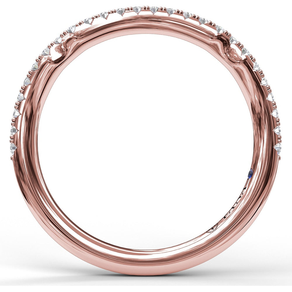 Contoured Diamond Wedding Band with Pavé Set Round Diamonds by Fana - 0.22 Carat Total Diamond Weight
