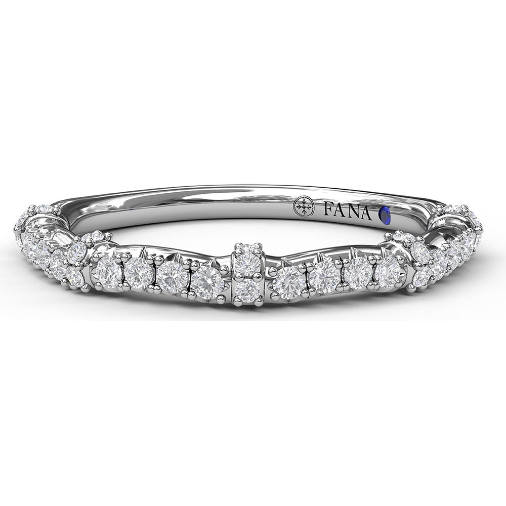Contoured Diamond Wedding Band with Pavé Set Round Diamonds by Fana - 0.24 Carat Total Diamond Weight