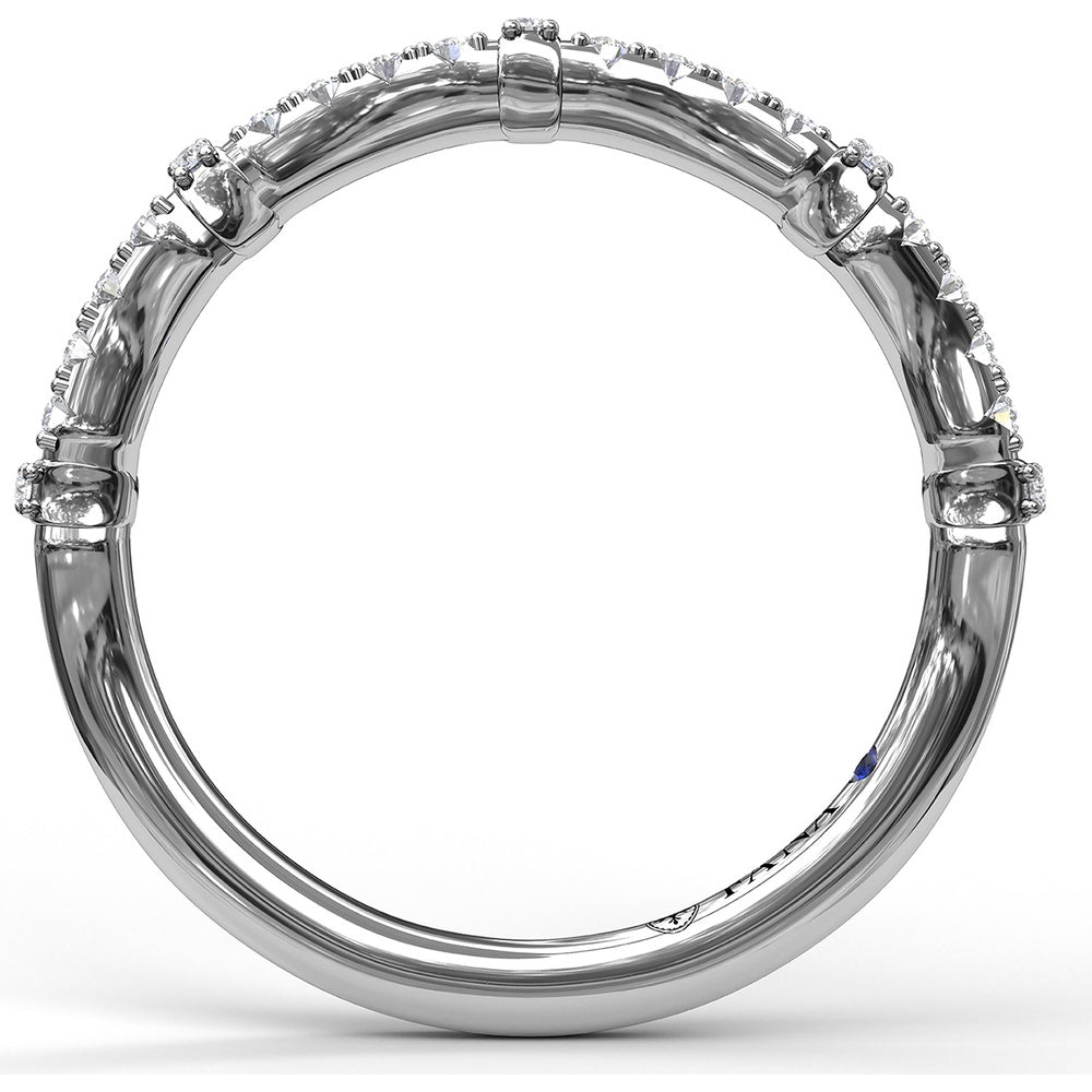 Contoured Diamond Wedding Band with Pavé Set Round Diamonds by Fana - 0.24 Carat Total Diamond Weight