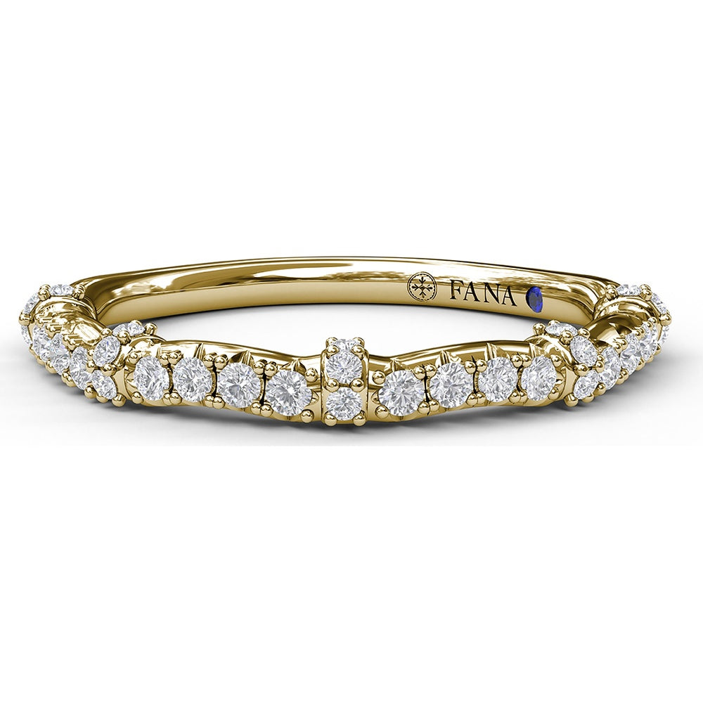 Contoured Diamond Wedding Band with Pavé Set Round Diamonds by Fana - 0.24 Carat Total Diamond Weight