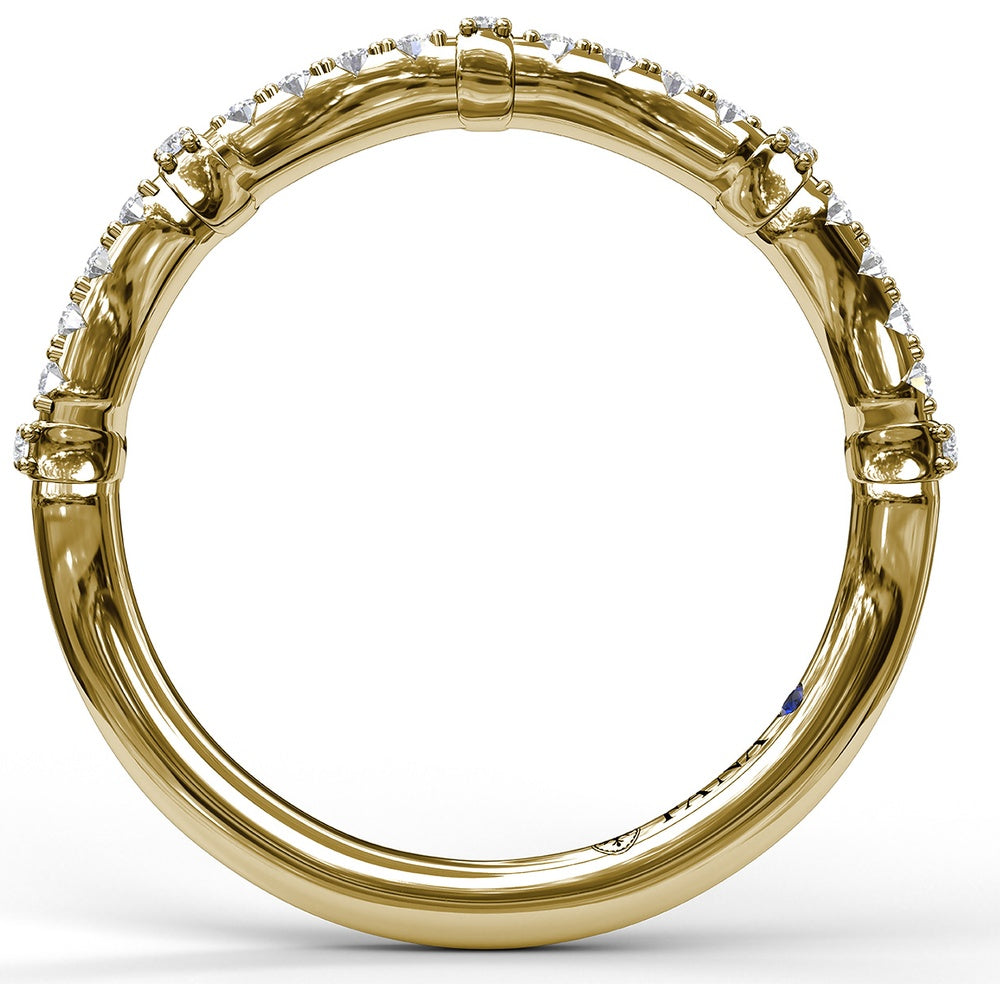 Contoured Diamond Wedding Band with Pavé Set Round Diamonds by Fana - 0.24 Carat Total Diamond Weight