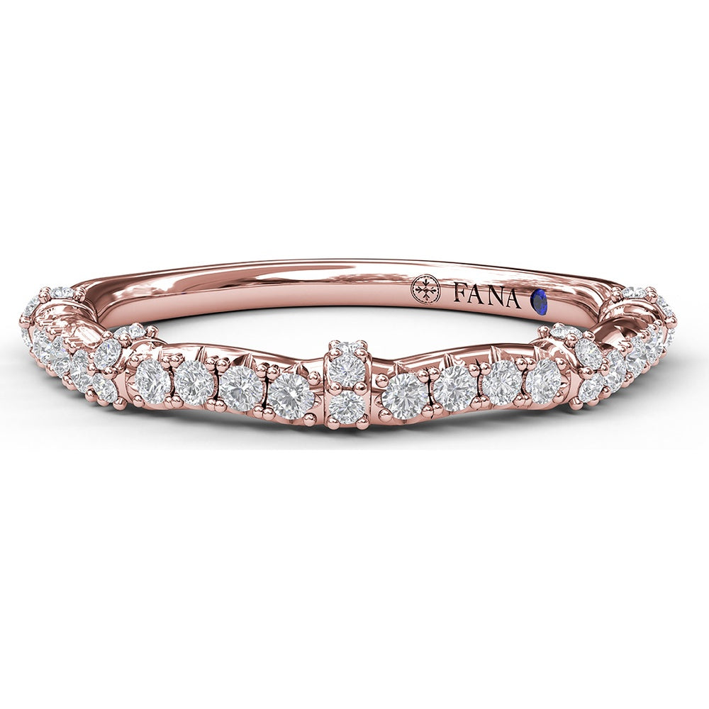 Contoured Diamond Wedding Band with Pavé Set Round Diamonds by Fana - 0.24 Carat Total Diamond Weight
