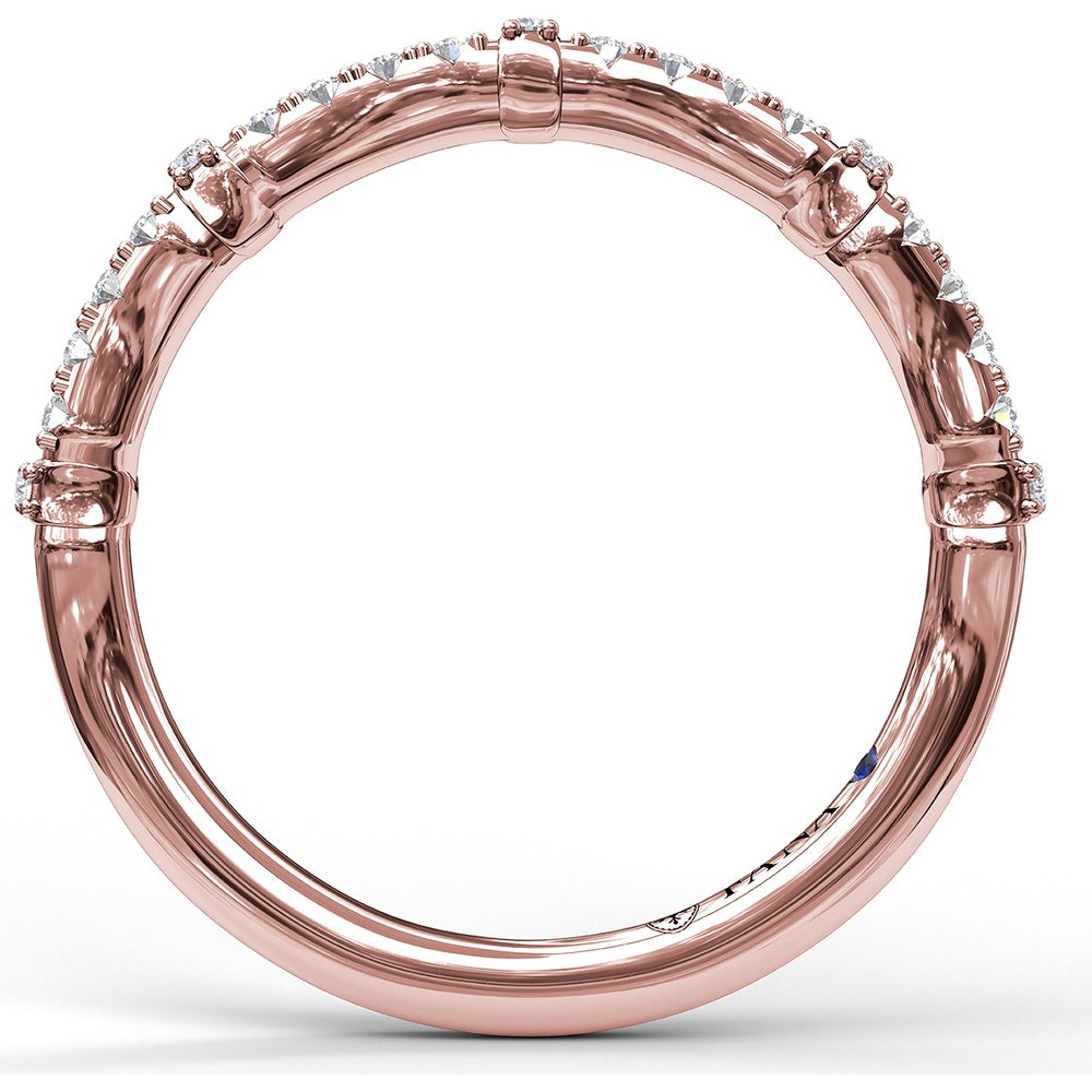 Contoured Diamond Wedding Band with Pavé Set Round Diamonds by Fana - 0.24 Carat Total Diamond Weight