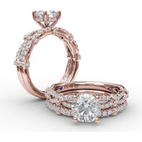 Contoured Diamond Wedding Band with Pavé Set Round Diamonds by Fana - 0.24 Carat Total Diamond Weight