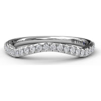 Contoured Diamond Wedding Band with Round Pavé Diamonds by Fana - 0.21 Carat Total Diamond Weight