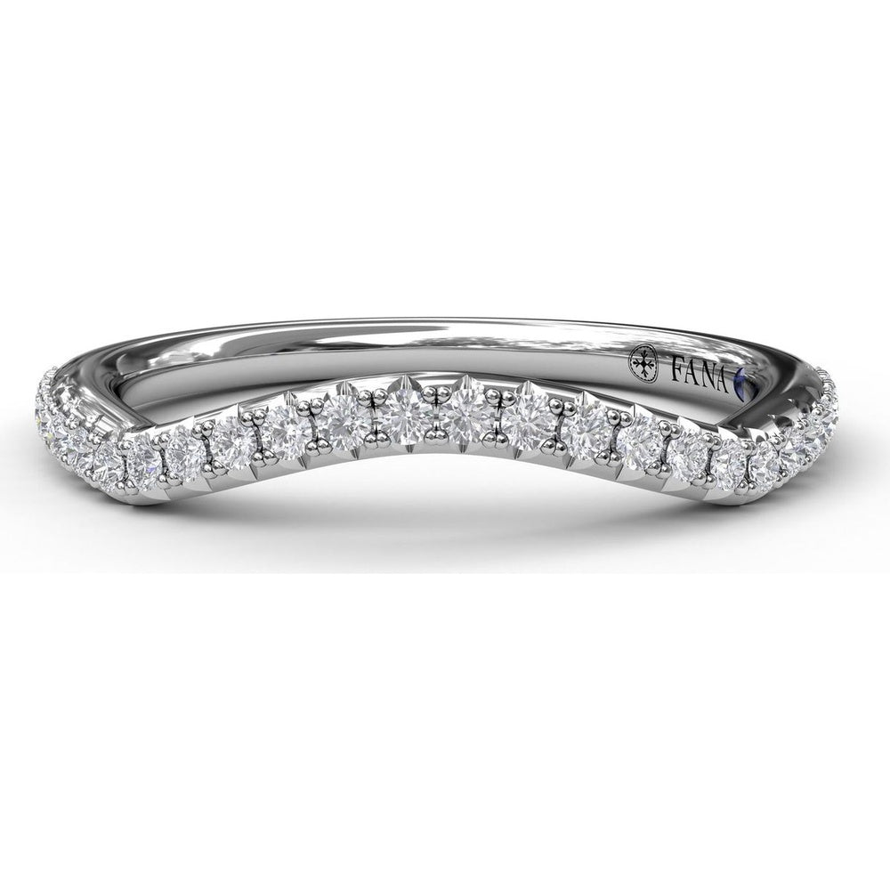 Contoured Diamond Wedding Band with Round Pavé Diamonds by Fana - 0.21 Carat Total Diamond Weight