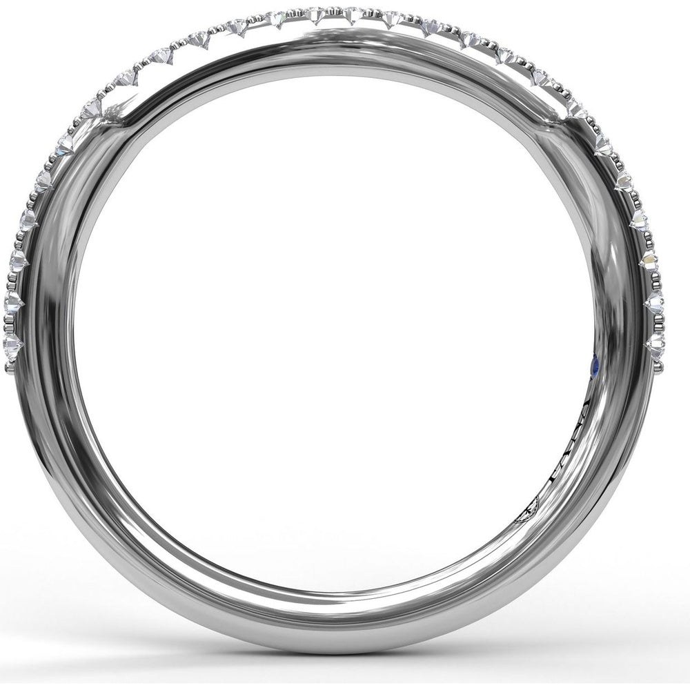Contoured Diamond Wedding Band with Round Pavé Diamonds by Fana - 0.21 Carat Total Diamond Weight