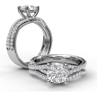 Contoured Diamond Wedding Band with Round Pavé Diamonds by Fana - 0.21 Carat Total Diamond Weight