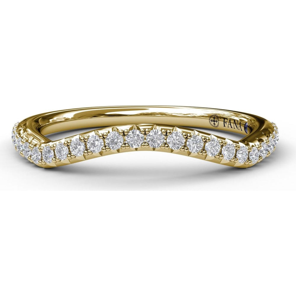 Contoured Diamond Wedding Band with Round Pavé Diamonds by Fana - 0.21 Carat Total Diamond Weight