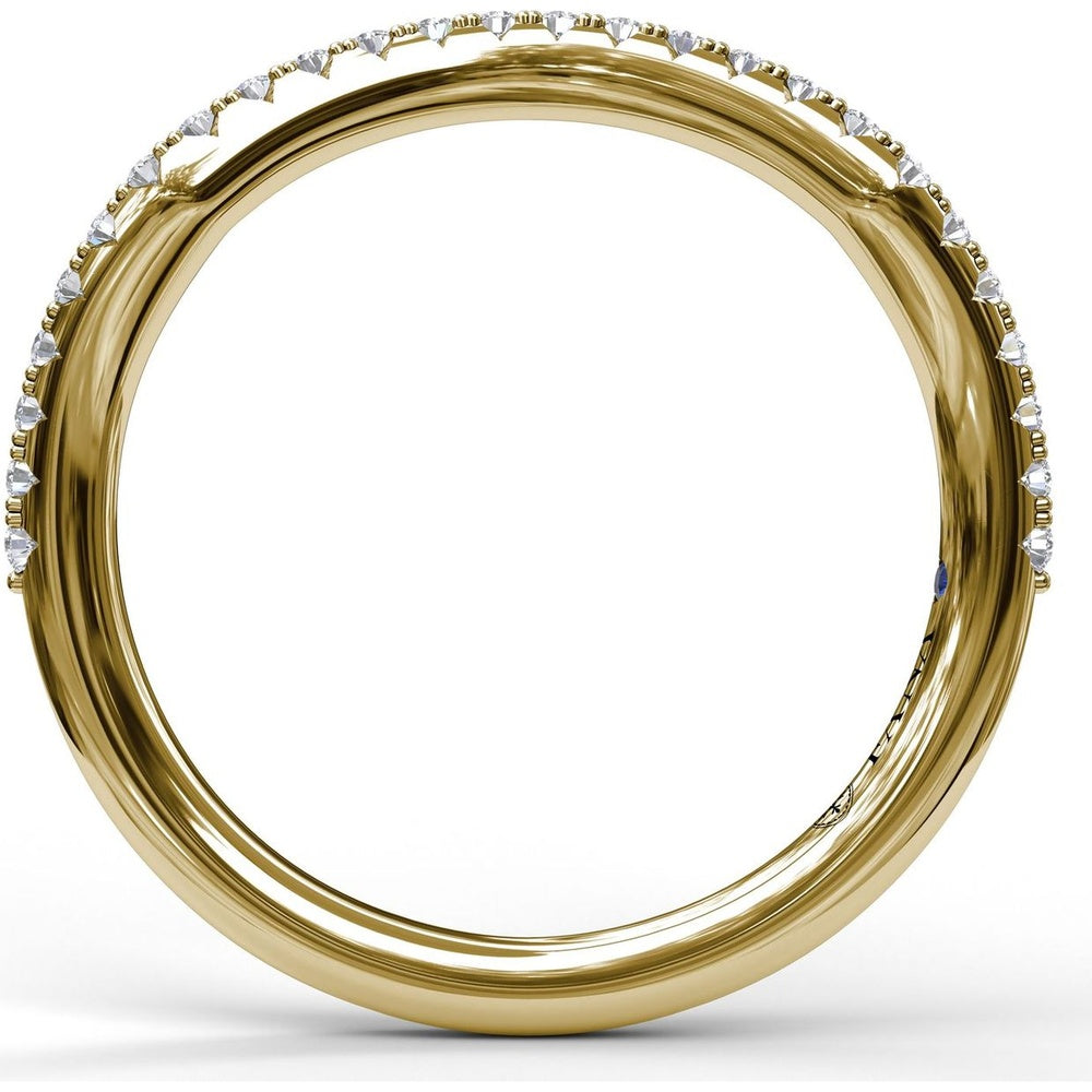 Contoured Diamond Wedding Band with Round Pavé Diamonds by Fana - 0.21 Carat Total Diamond Weight