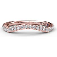 Contoured Diamond Wedding Band with Round Pavé Diamonds by Fana - 0.21 Carat Total Diamond Weight