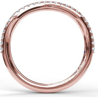 Contoured Diamond Wedding Band with Round Pavé Diamonds by Fana - 0.21 Carat Total Diamond Weight