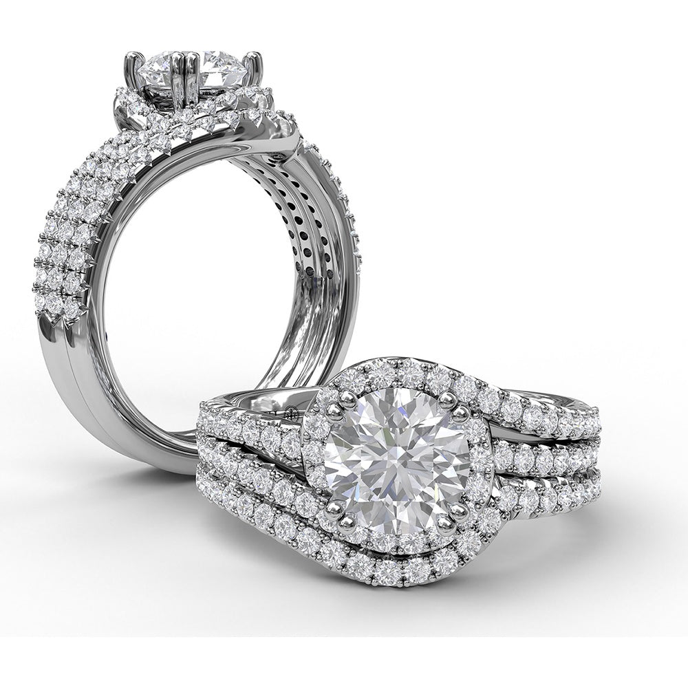 Contoured Pavé Diamond Wedding Band with Round Brilliant Diamonds by Fana - 0.22 Carat Total Diamond Weight