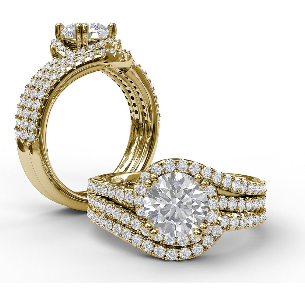 Contoured Pavé Diamond Wedding Band with Round Brilliant Diamonds by Fana - 0.22 Carat Total Diamond Weight