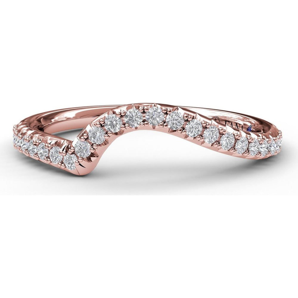 Contoured Pavé Diamond Wedding Band with Round Brilliant Diamonds by Fana - 0.22 Carat Total Diamond Weight