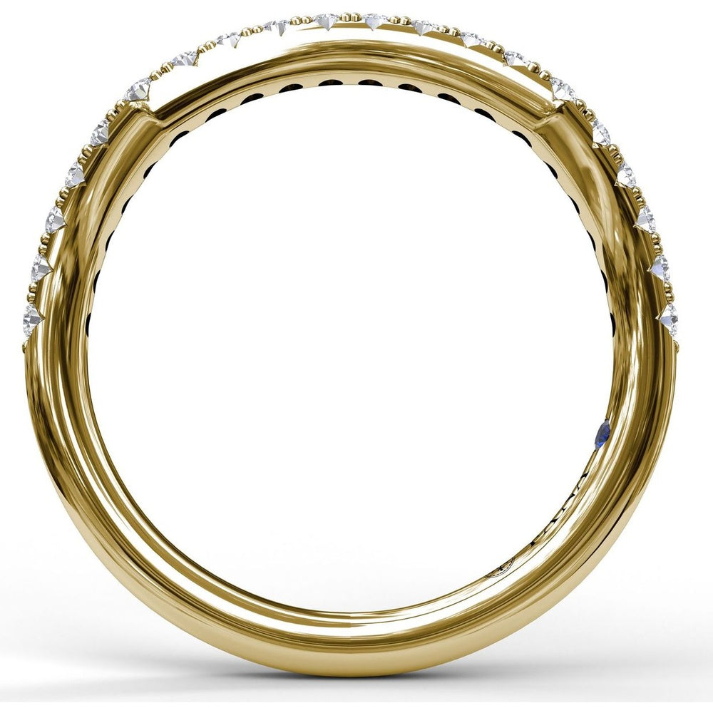 Contoured Pavé-Set Round Diamond Wedding Band by Fana - 0.30 Carat Total Diamond Weight