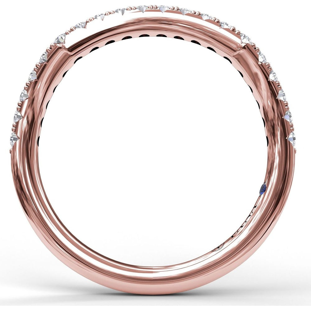 Contoured Pavé-Set Round Diamond Wedding Band by Fana - 0.30 Carat Total Diamond Weight