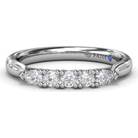 Contoured Wedding Band with Center Pear and Round Diamond Shared-Prong Setting by Fana - 0.27 Carat Total Diamond Weight