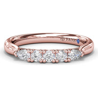 Contoured Wedding Band with Center Pear and Round Diamond Shared-Prong Setting by Fana - 0.27 Carat Total Diamond Weight
