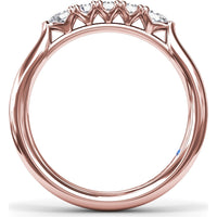 Contoured Wedding Band with Center Pear and Round Diamond Shared-Prong Setting by Fana - 0.27 Carat Total Diamond Weight