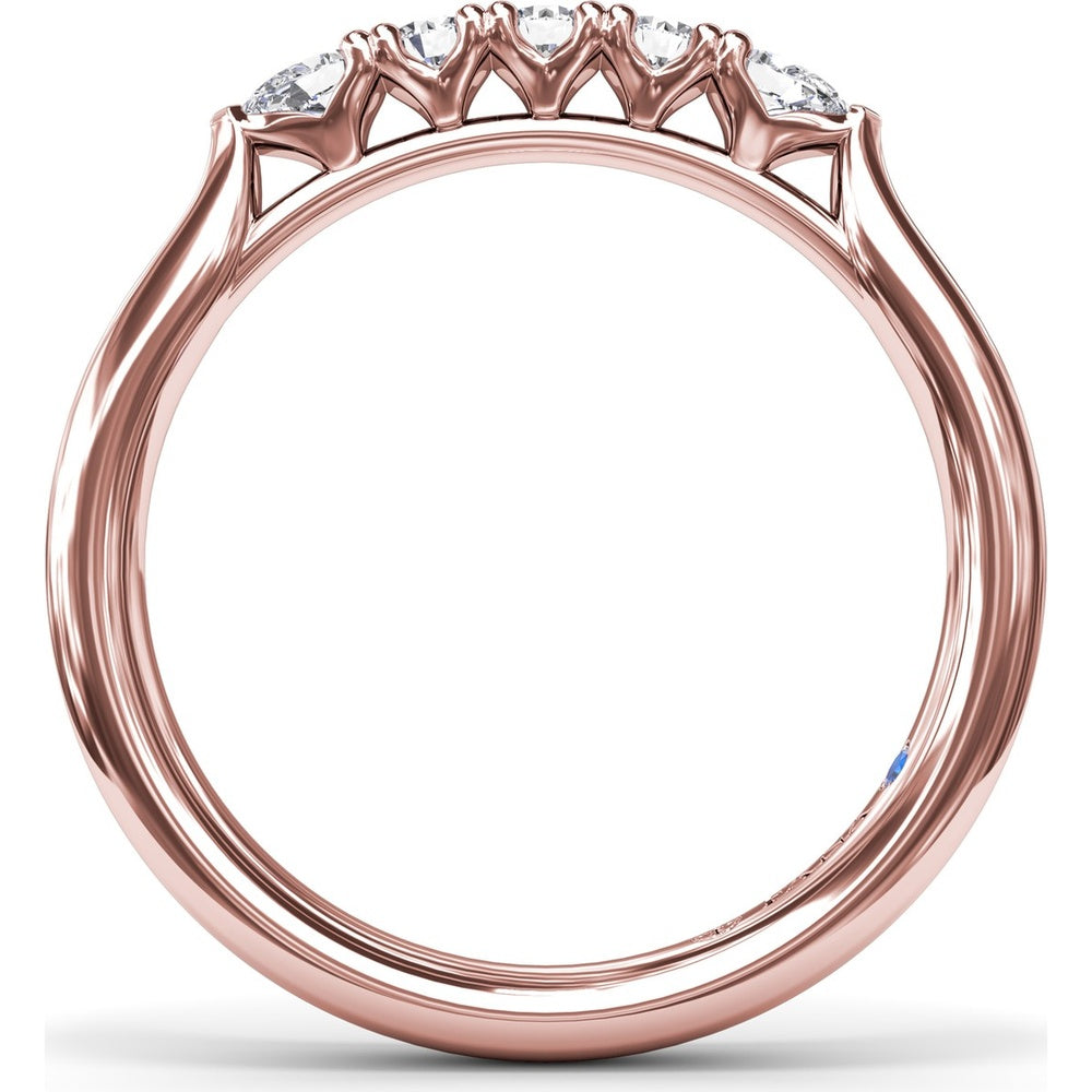 Contoured Wedding Band with Center Pear and Round Diamond Shared-Prong Setting by Fana - 0.27 Carat Total Diamond Weight