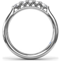 Contoured Wedding Band with Center Pear and Round Diamond Shared-Prong Setting by Fana - 0.27 Carat Total Diamond Weight