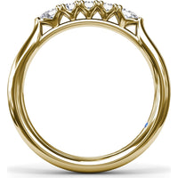 Contoured Wedding Band with Center Pear and Round Diamond Shared-Prong Setting by Fana - 0.27 Carat Total Diamond Weight