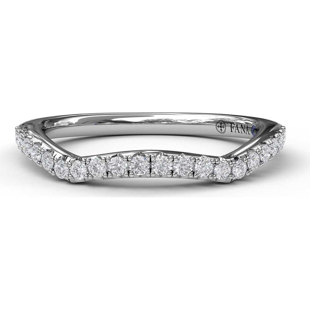 Contoured Wedding Band with Pavé Set Round Diamonds by Fana - 0.23 Carat Total Diamond Weight