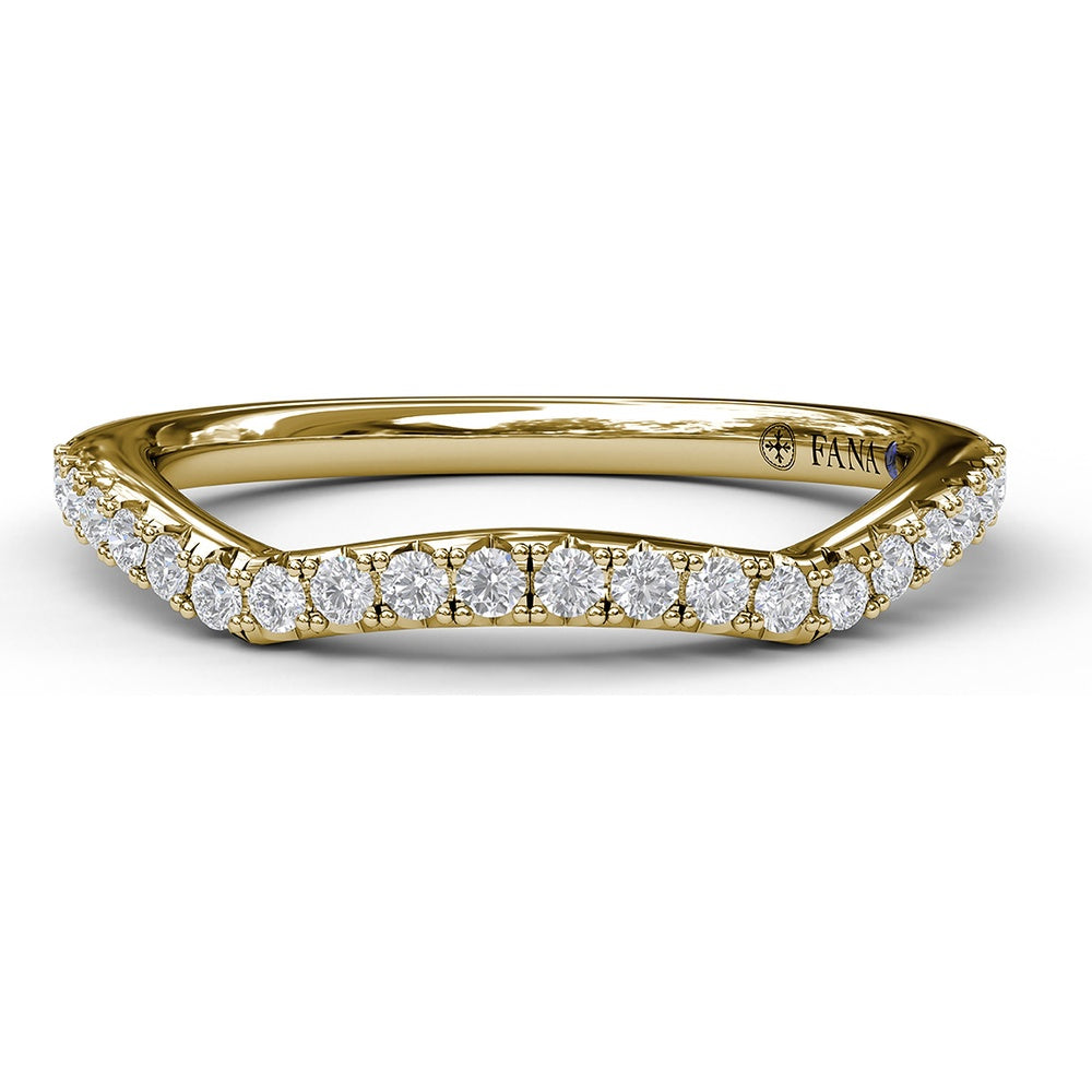 Contoured Wedding Band with Pavé Set Round Diamonds by Fana - 0.23 Carat Total Diamond Weight