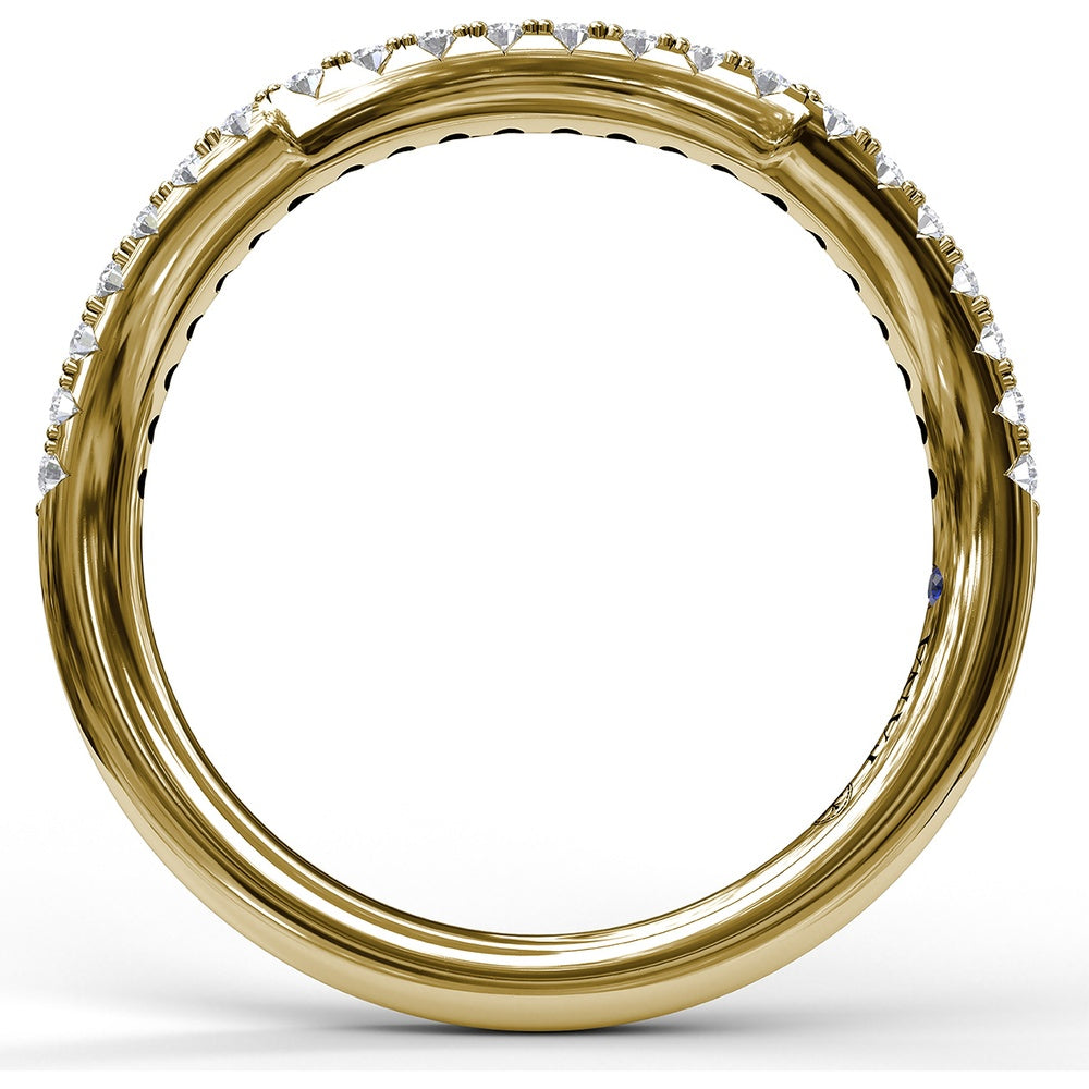 Contoured Wedding Band with Pavé Set Round Diamonds by Fana - 0.23 Carat Total Diamond Weight