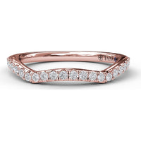 Contoured Wedding Band with Pavé Set Round Diamonds by Fana - 0.23 Carat Total Diamond Weight