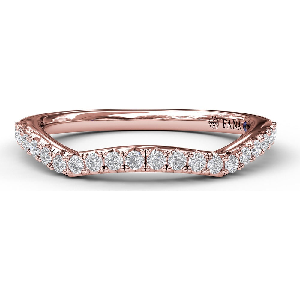 Contoured Wedding Band with Pavé Set Round Diamonds by Fana - 0.23 Carat Total Diamond Weight