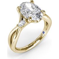 Criss Cross Engagement Ring Setting with Marquise Side Stones and Hidden Diamond - 0.21 Carat Total Side Stone Weight by Fana