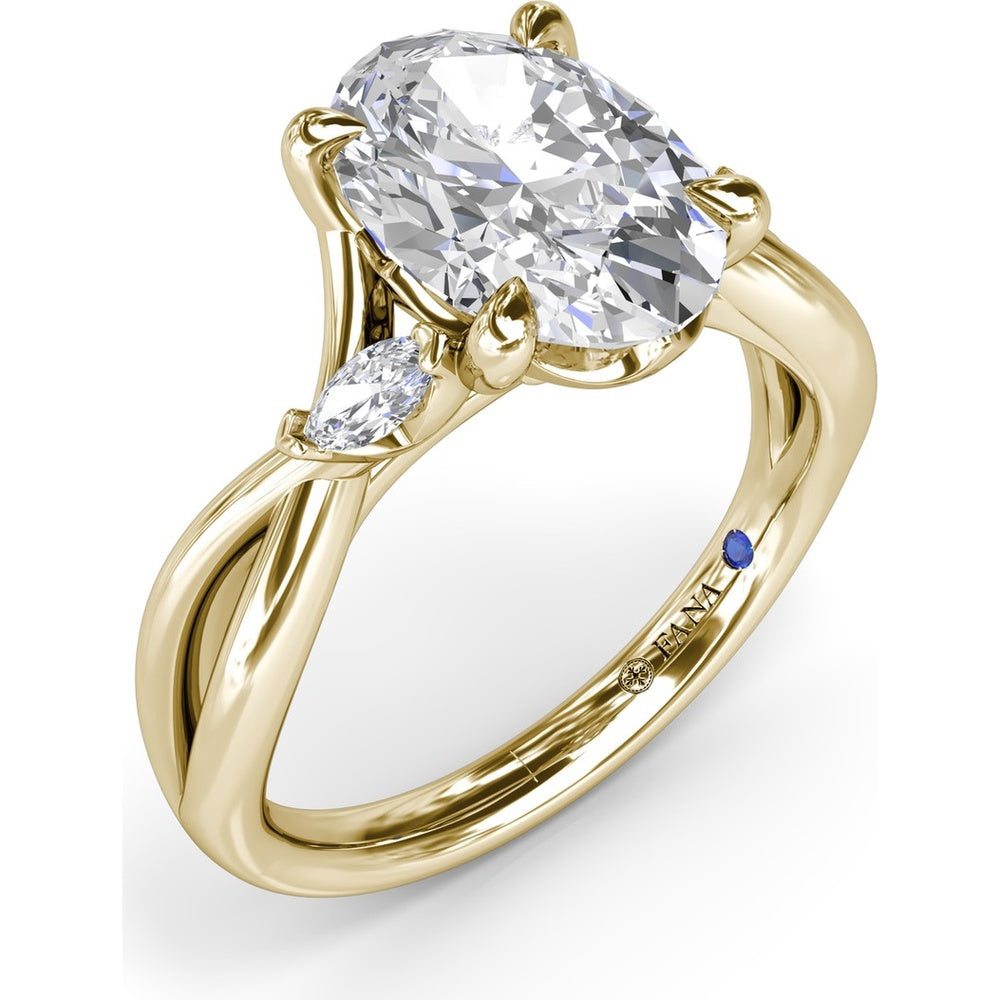 Criss Cross Engagement Ring Setting with Marquise Side Stones and Hidden Diamond - 0.21 Carat Total Side Stone Weight by Fana