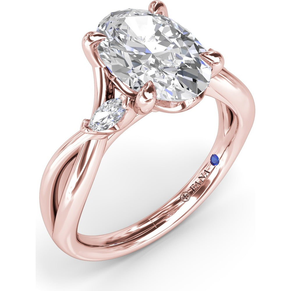 Criss Cross Engagement Ring Setting with Marquise Side Stones and Hidden Diamond - 0.21 Carat Total Side Stone Weight by Fana