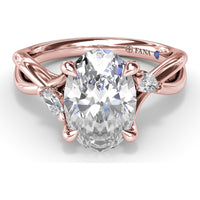 Criss Cross Engagement Ring Setting with Marquise Side Stones and Hidden Diamond - 0.21 Carat Total Side Stone Weight by Fana