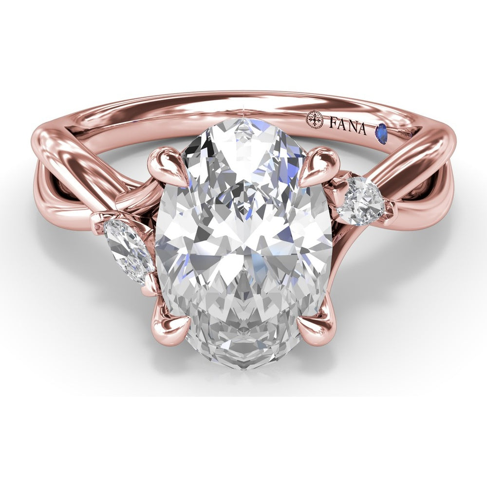 Criss Cross Engagement Ring Setting with Marquise Side Stones and Hidden Diamond - 0.21 Carat Total Side Stone Weight by Fana