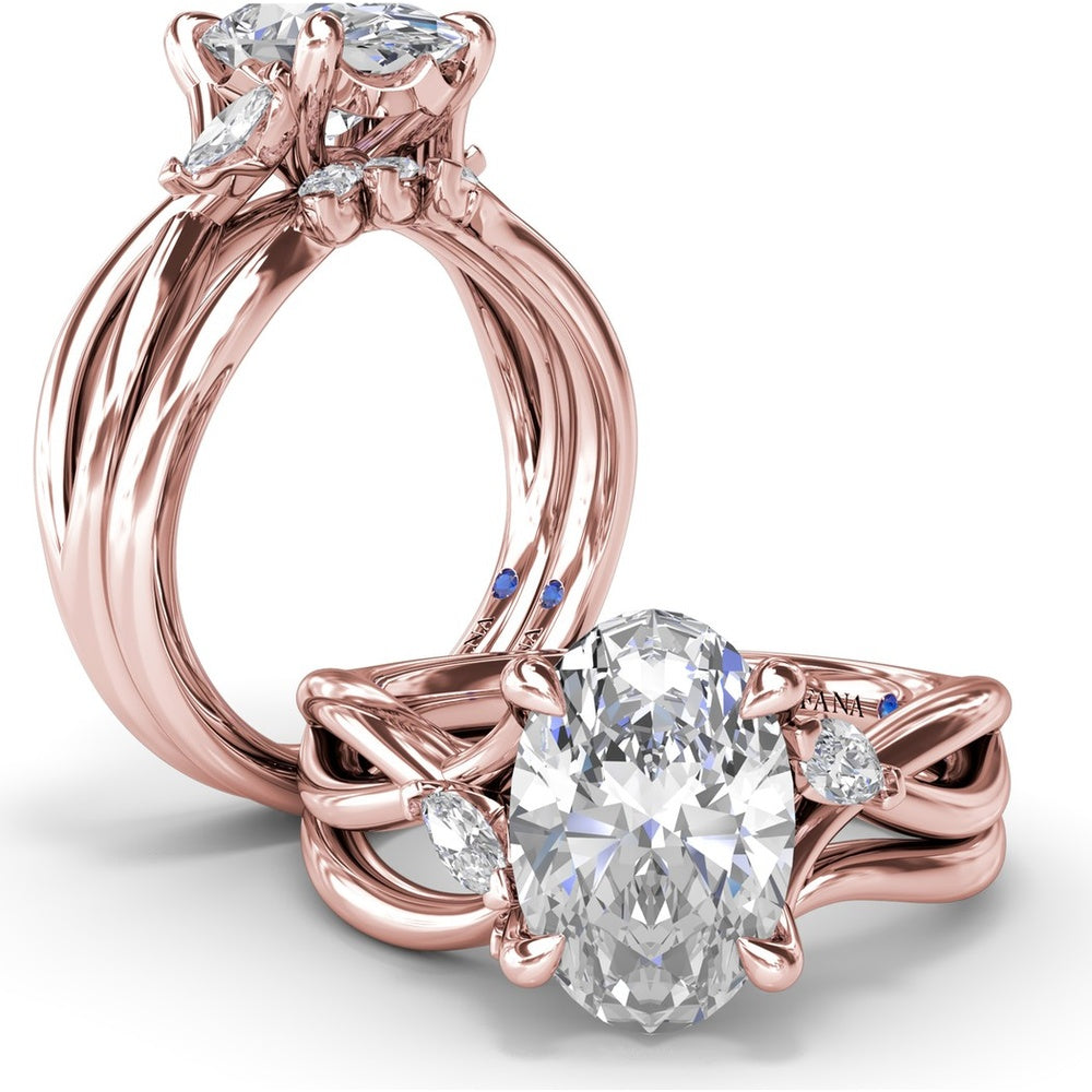 Criss Cross Engagement Ring Setting with Marquise Side Stones and Hidden Diamond - 0.21 Carat Total Side Stone Weight by Fana