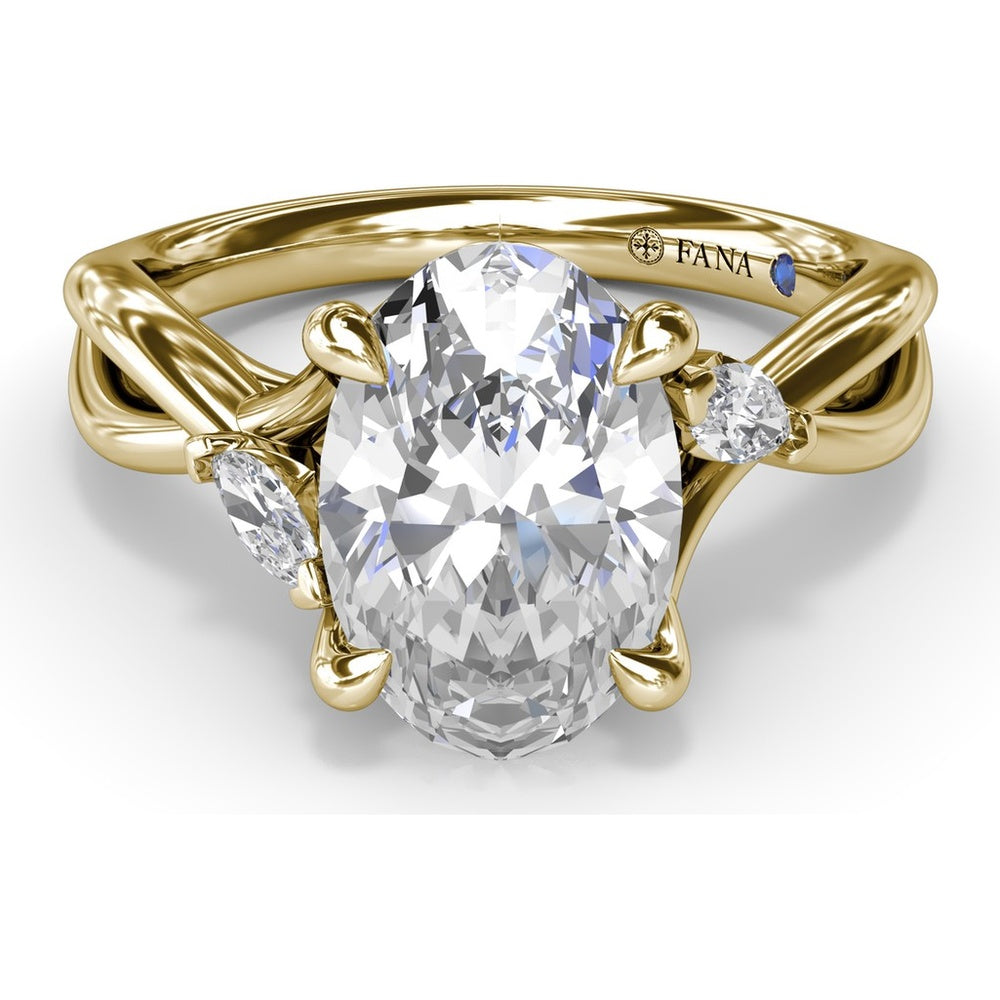 Criss Cross Engagement Ring Setting with Marquise Side Stones and Hidden Diamond - 0.21 Carat Total Side Stone Weight by Fana
