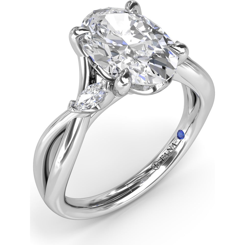 Criss Cross Engagement Ring Setting with Marquise Side Stones and Hidden Diamond - 0.21 Carat Total Side Stone Weight by Fana