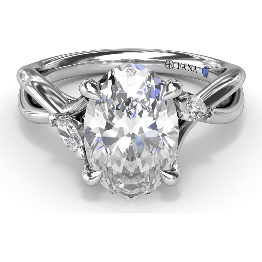 Criss Cross Engagement Ring Setting with Marquise Side Stones and Hidden Diamond - 0.21 Carat Total Side Stone Weight by Fana