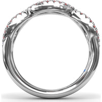 Crossover Anniversary Band with Round Rubies and Pavé Diamonds by Fana - 0.95 Carat Total Gemstone Weight