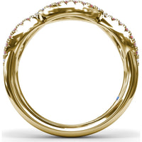 Crossover Anniversary Band with Round Rubies and Pavé Diamonds by Fana - 0.95 Carat Total Gemstone Weight
