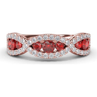 Crossover Anniversary Band with Round Rubies and Pavé Diamonds by Fana - 0.95 Carat Total Gemstone Weight