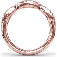 Crossover Anniversary Band with Round Rubies and Pavé Diamonds by Fana - 0.95 Carat Total Gemstone Weight