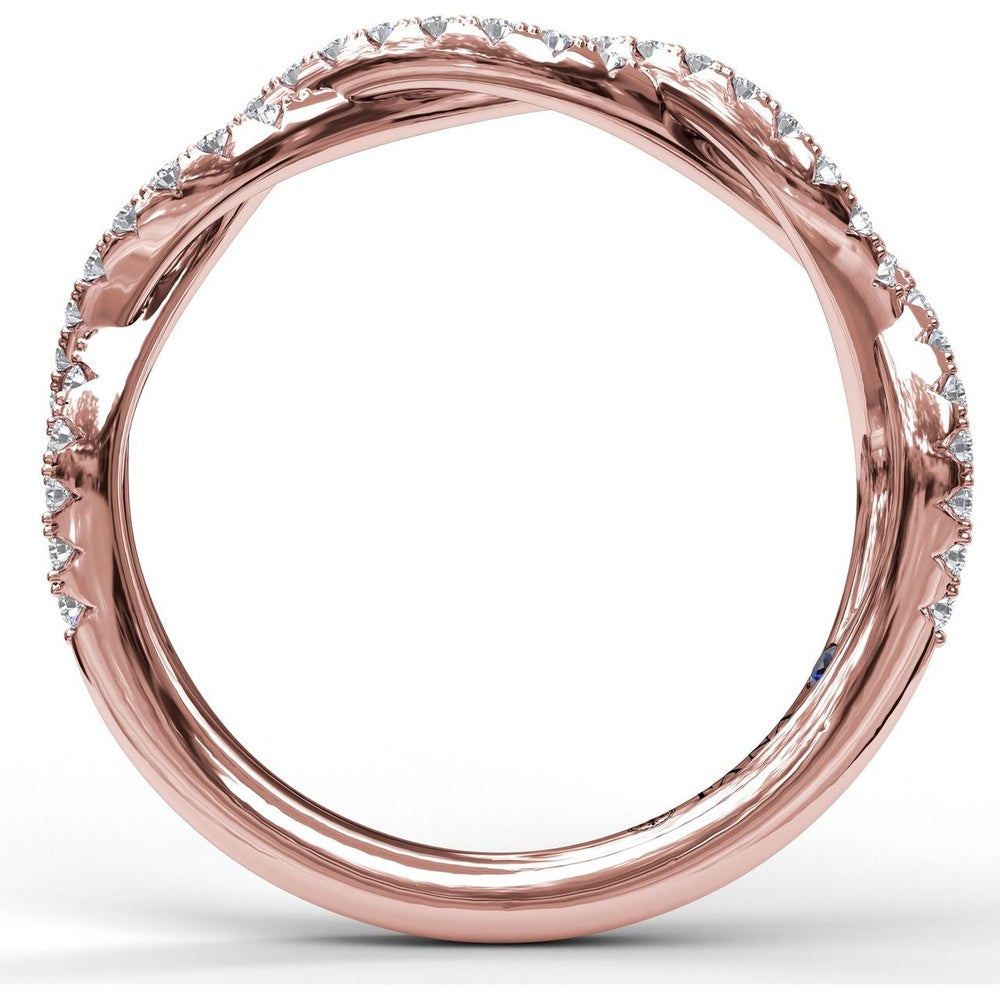 Crossover Diamond Band with Pavé-Set Round Diamonds by Fana - 0.39 Carat Total Diamond Weight